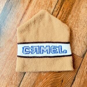 Vintage Camel Cigarettes Knit Beanie Winter Hat Made in USA Brown Logo One Size